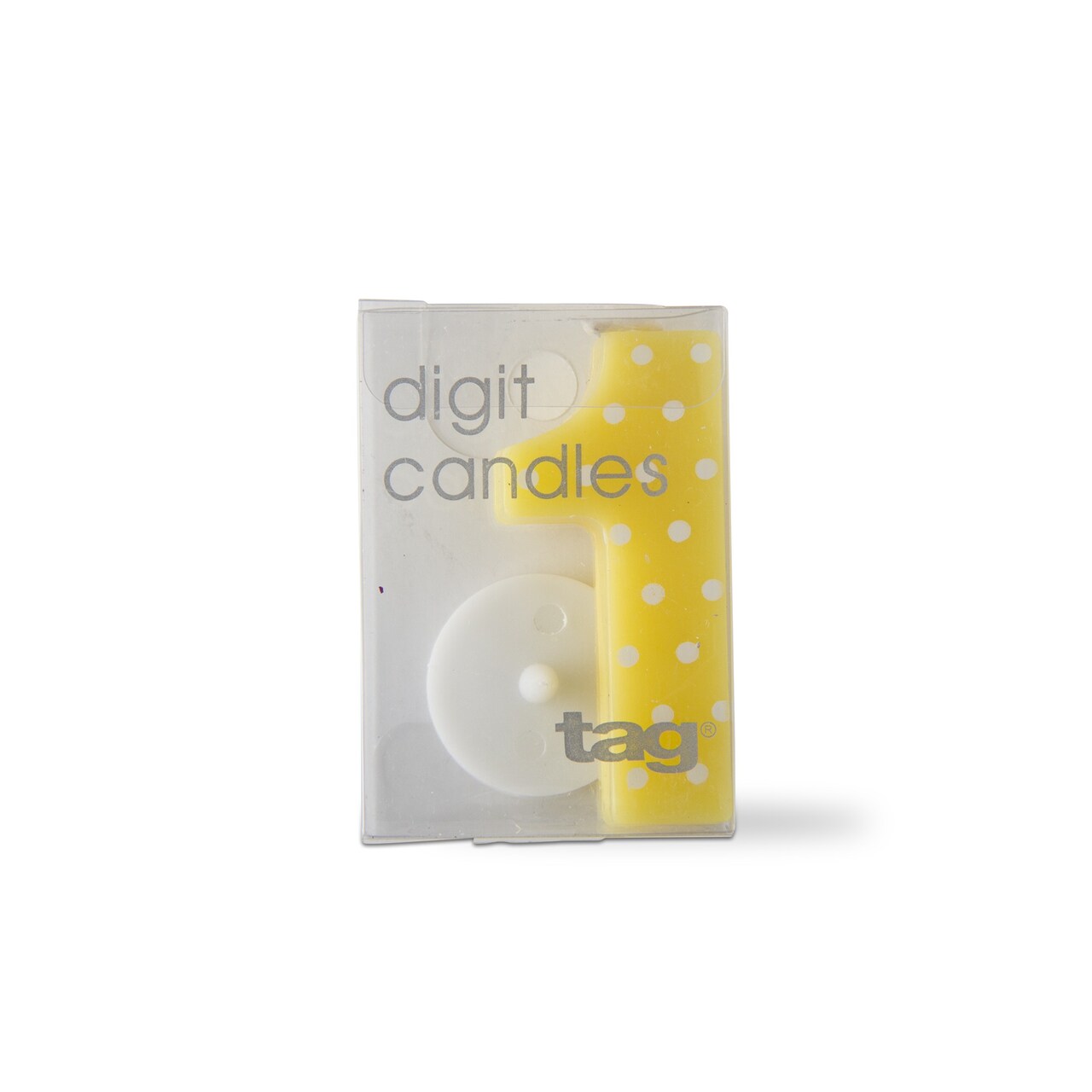One Digit Birthday Party Candle Dots Yellow Multi Pillar Candles Paraffin Wax 1.75in x 0.5in x 1.875in